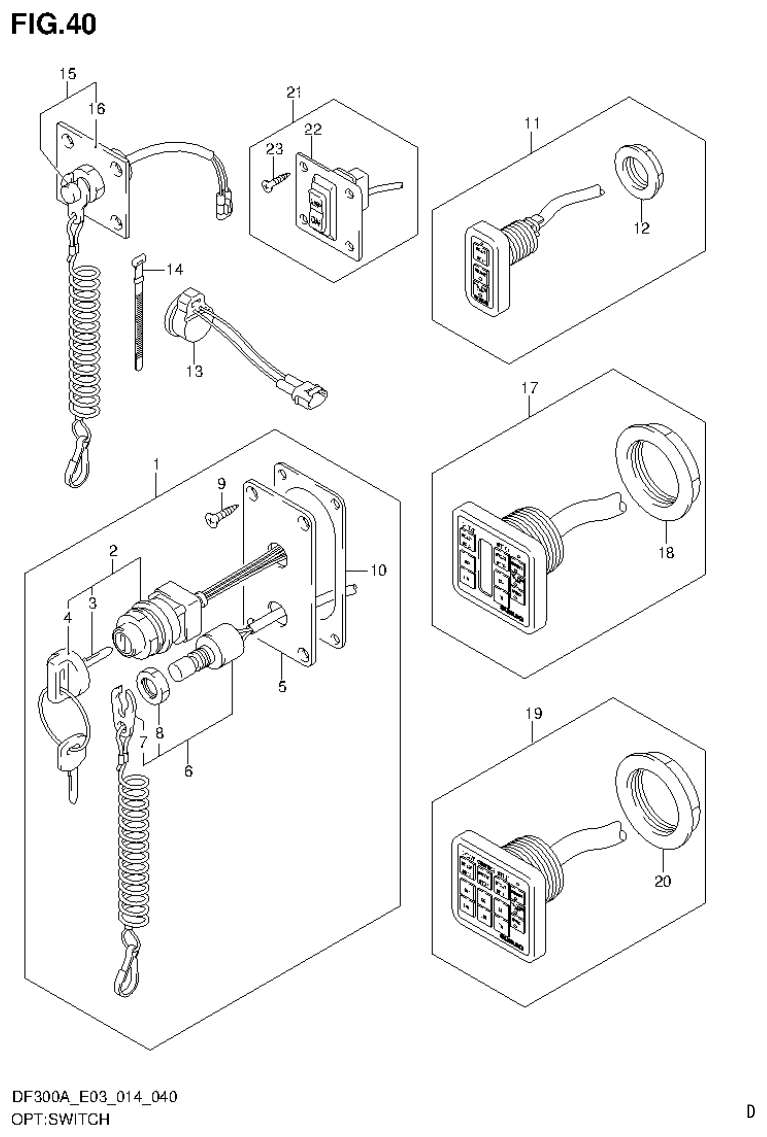 Suzuki DF250AP OPT:SWITCH parts diagram